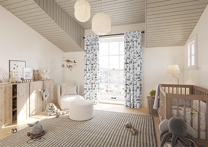 Tinker Town, Black And White - Made to Measure Curtains - Image 8